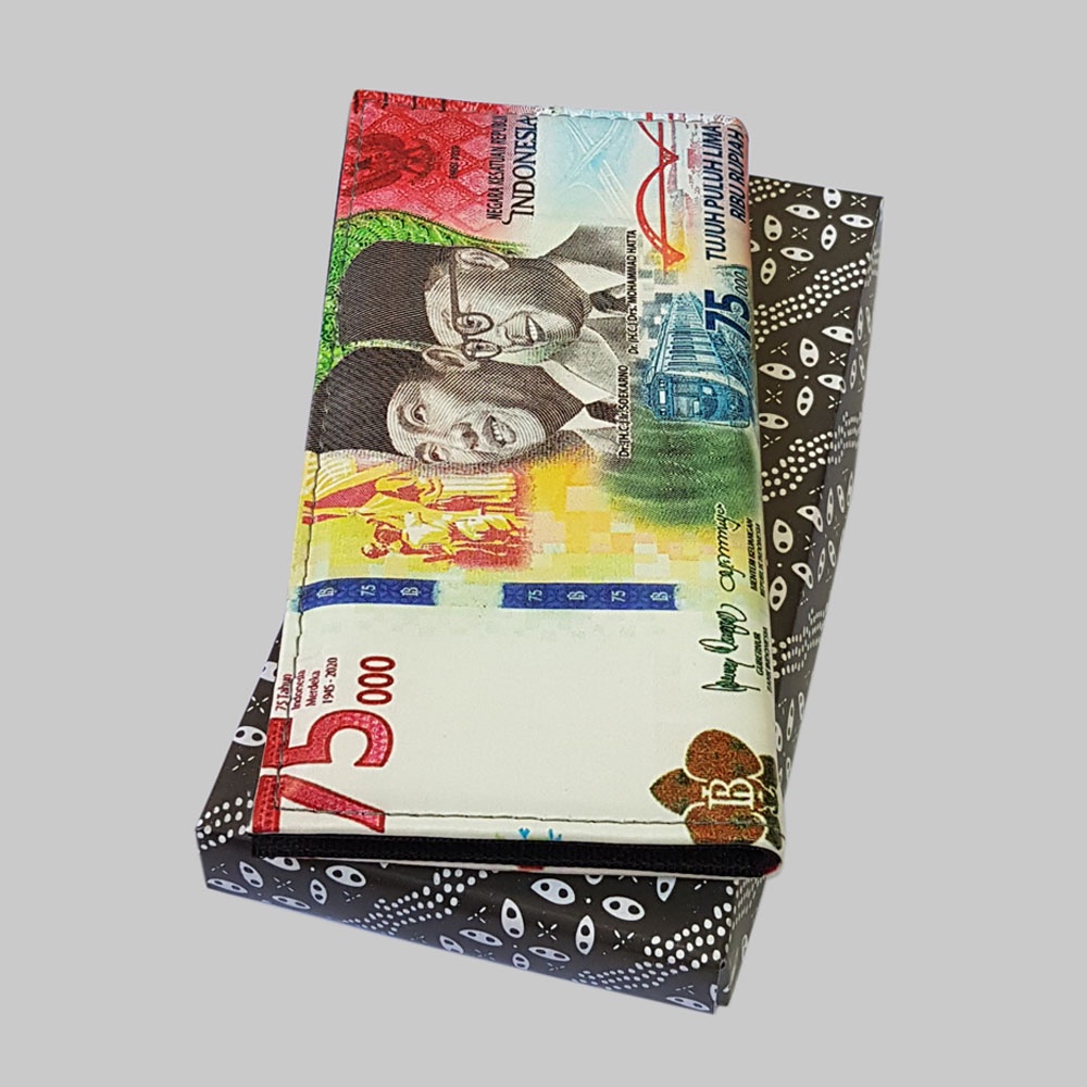 6.6 Shopee Belanja Gratis!! Dompet Panjang Uang Mainan Model Dompet Panjang gambar Uang UP200 Bahan Kulit Sintetik