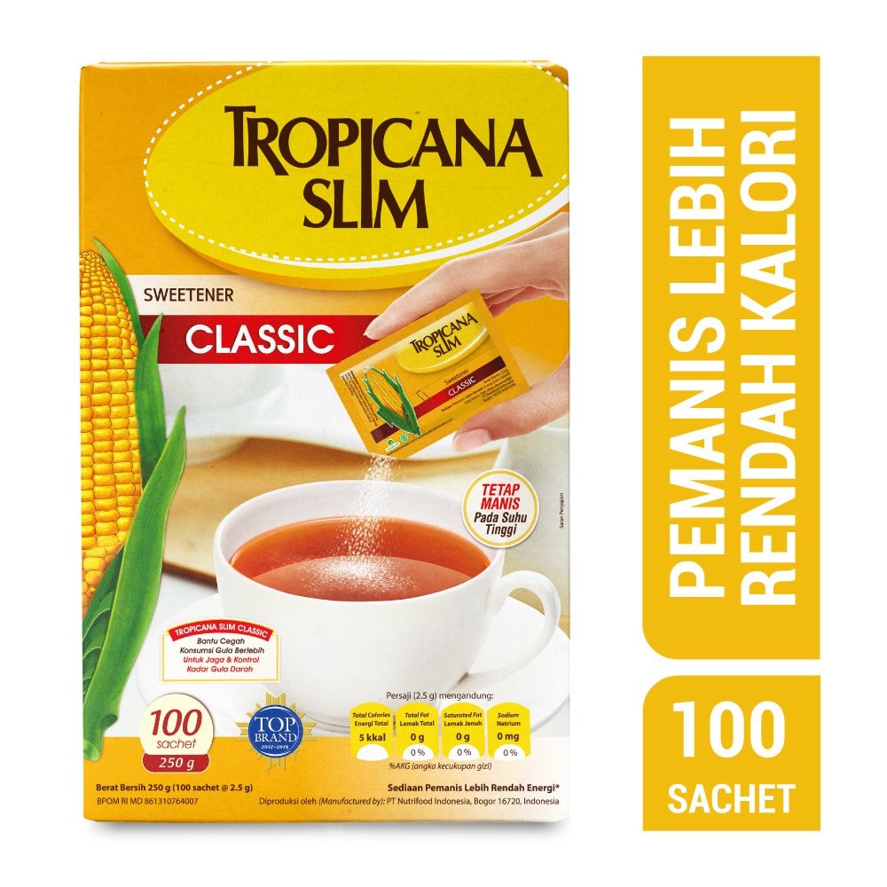 Tropicana Slim Sweetener Classic 100 Sachet Pemanis Rendah Kalori Cocok Untuk Diet Diabetes Shopee Indonesia