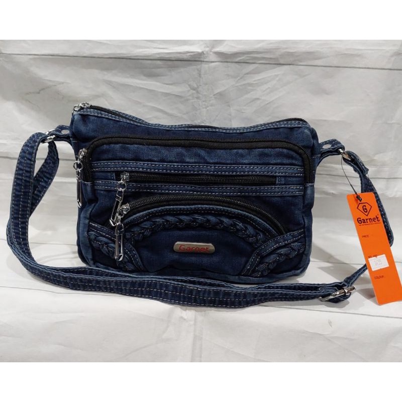 Tas slempang wanita bahan jeans denim tebal kuat jahitan rapi