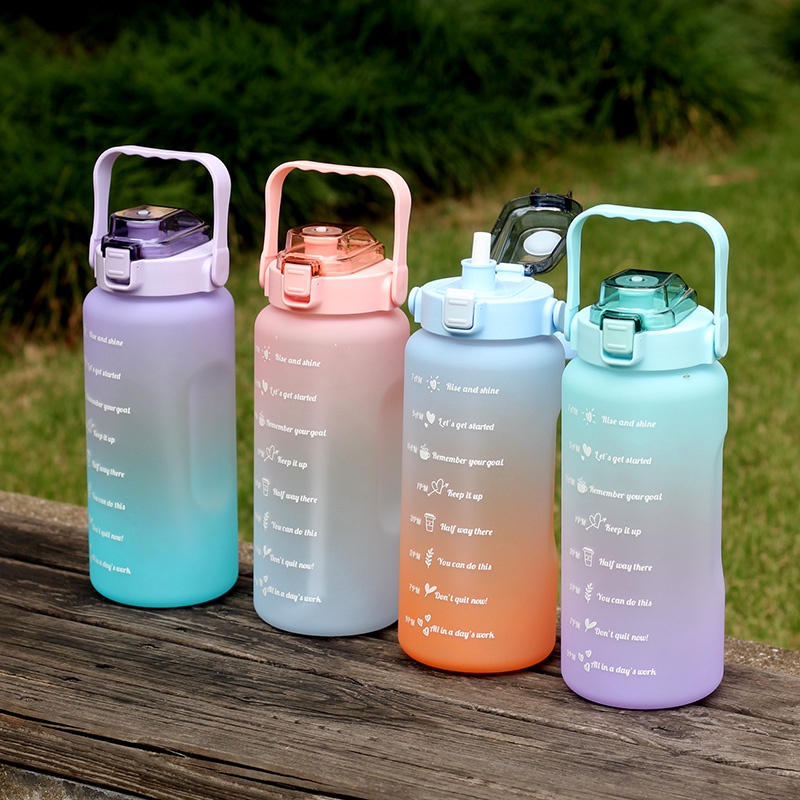 BOTOL MINUM MOTIVASI 2 LITER TUTUP FLIP BPA Free + SEDOTAN BARU