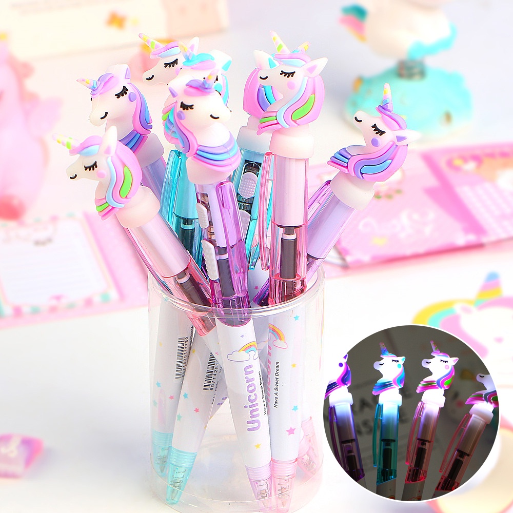 1pc Pulpen 0.5mm Desain Kartun Unicorn Lucu Untuk Stationery Sekolah