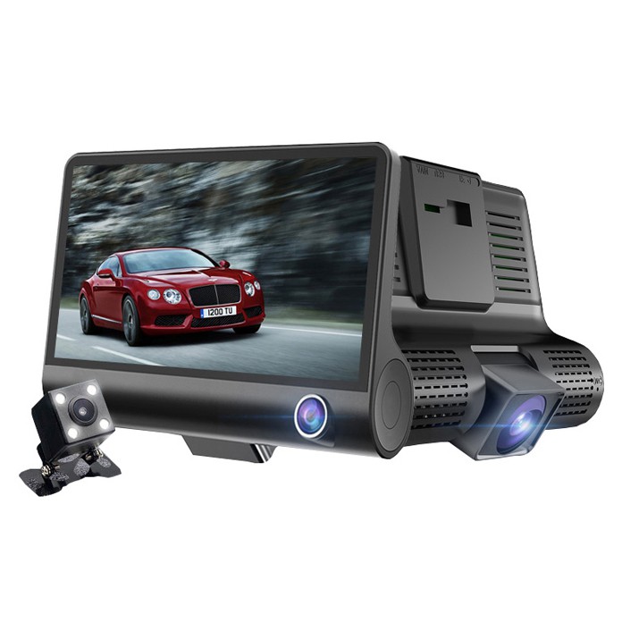 Baco Car DVR Kamera Mobil 1080P 4 Inch Screen with Rear View Camera - T319 - Black