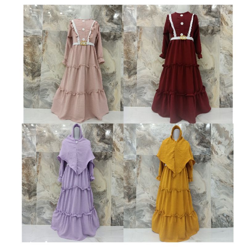 GAMIS ANAK CRINKLE RUBIAH RUBY CEINKLE PREMIUM GAMIS ANAK CEWEK MODEL BARU