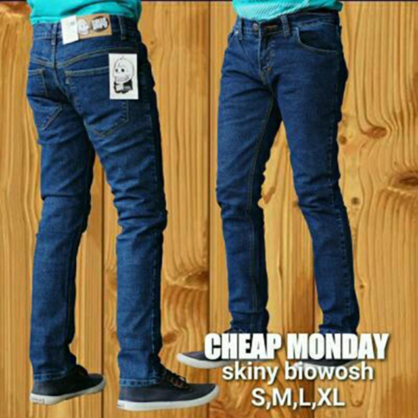 Celana Panjang Jeans Pensil Slimfit Skinny Pria/Cowok - BioBlitz/BioWash/BiruDongker/Hitam