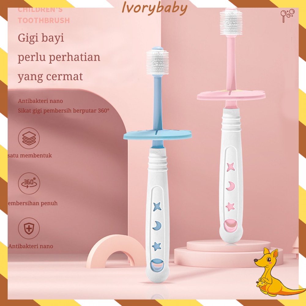 Ivorybaby Pembersih mulut bayi toothbrush baby rotasi 360° sikat gigi anak