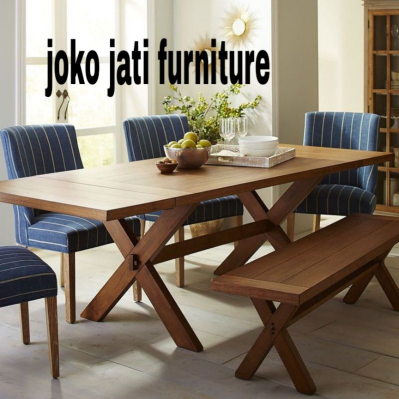 set meja makan kaki silang