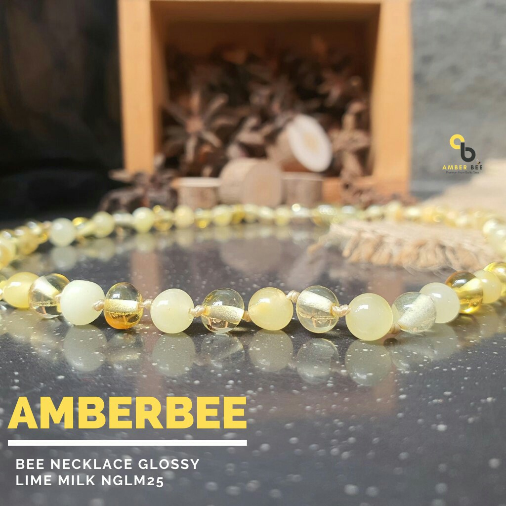Kalung Amber Anak Cantik untuk Kesehatan Premium Glossy Lemon Milk NGLM25 By Amber Bee