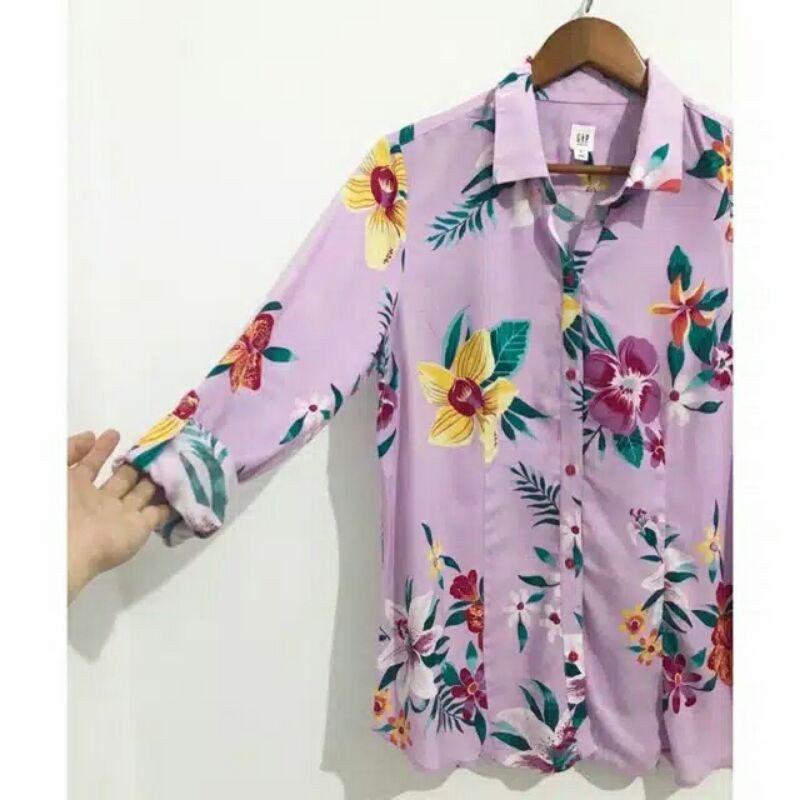 GAP LAVENDER FLORAL SHIRT ORIGINAL100 %