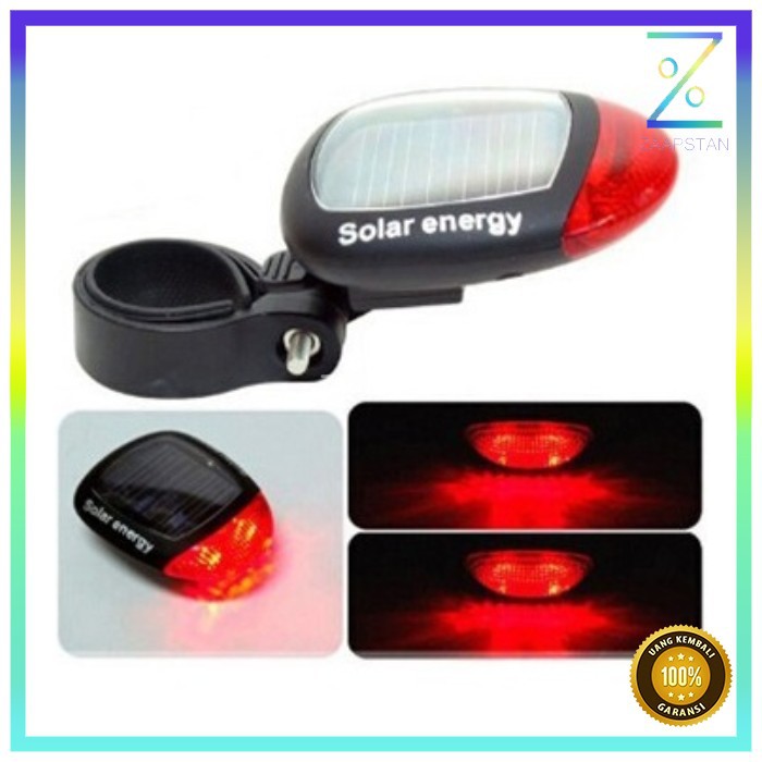 Solar Bicyle Taillight Warning Light / Lampu Rambu Sepeda - 909 - Black