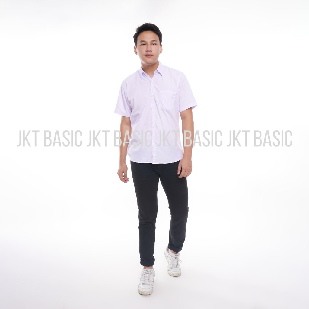 Kemeja Putih Pria Lengan Pendek Kasual Slim Fit