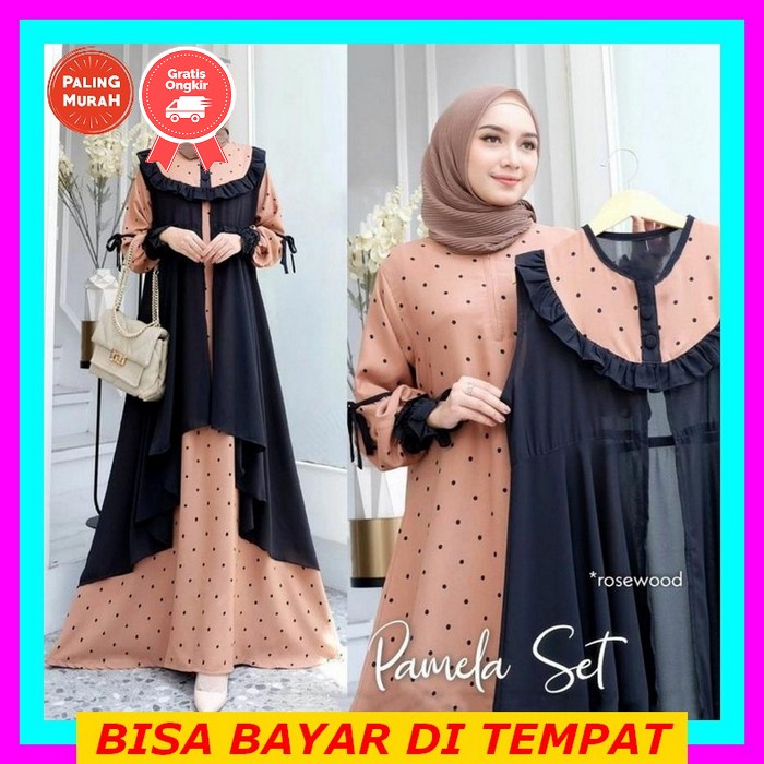 Baju Gamis Pesta Big Size Muslim Wanita Harian Kekinian Terbaru 2021 Ceruty Full Furing Jumbo Ld 110