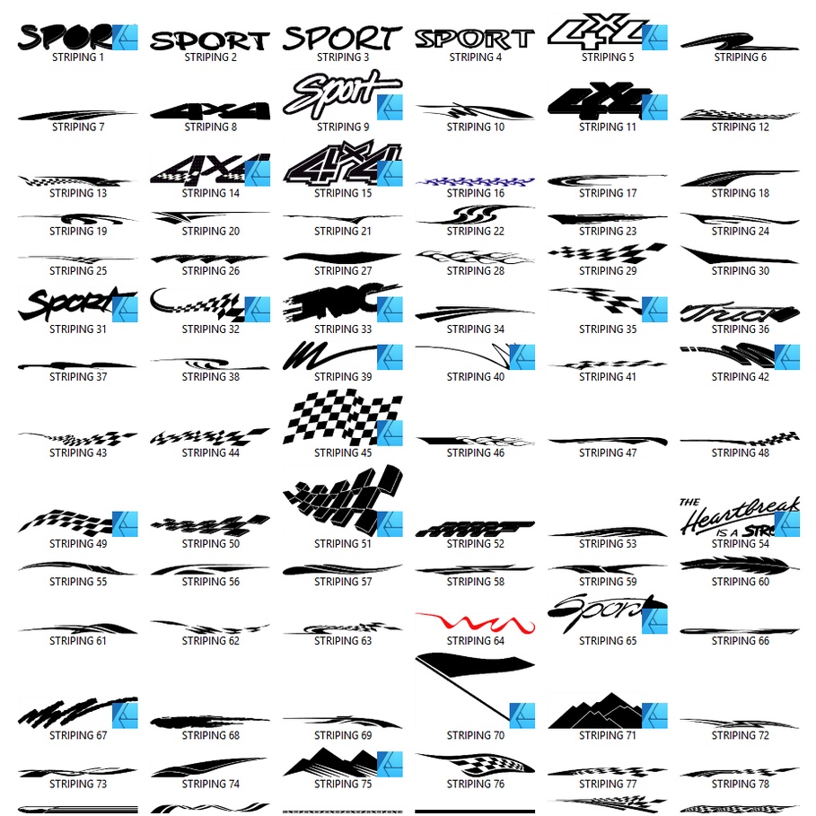 1200+ Sticker Striping List Non-character - Coreldraw