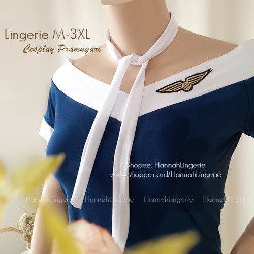 Lingerie BIGSIZE 3XL 2XL XL L M S Asisten Penerbangan Kostum Cosplay Lingerie Pramugari Costume 759