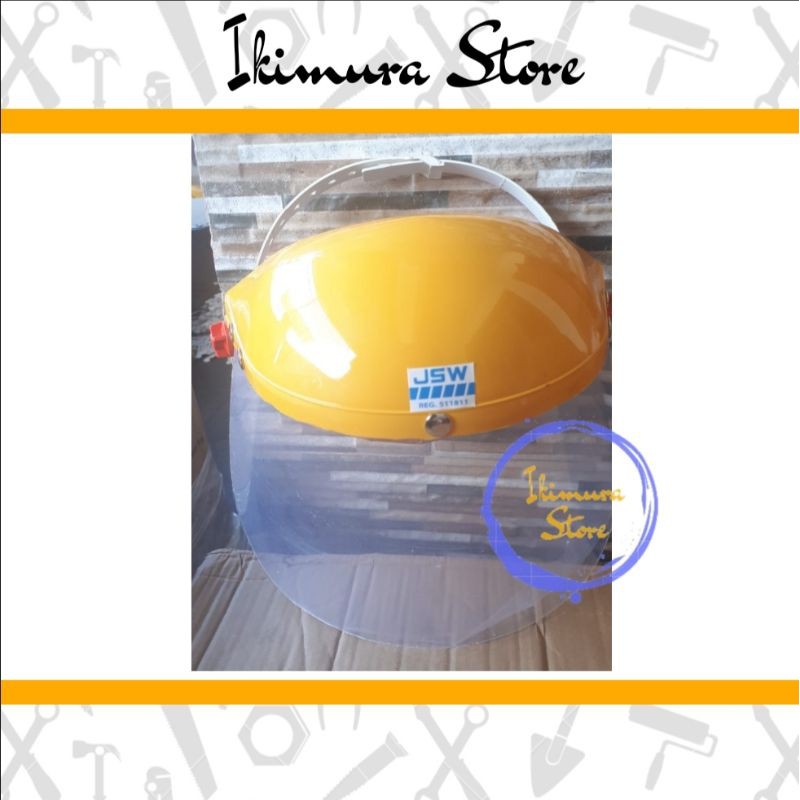 Faceshield / Topi Gerinda Kuning + Kaca JSW Face Shield