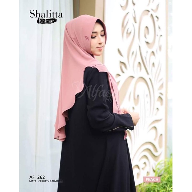 Khimar Salitta AF 262 | Khimar Instant Aksen Payet Bentuk Lancip Pet Antem Ori Alfasa Hijab