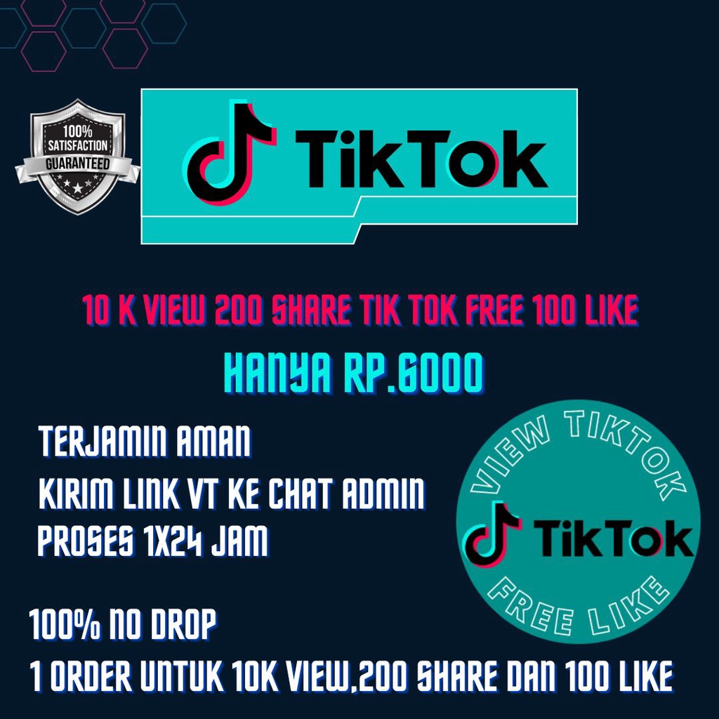 10k View Tiktok, 200 share FREE 100 Like --Termurah di Indonesia--