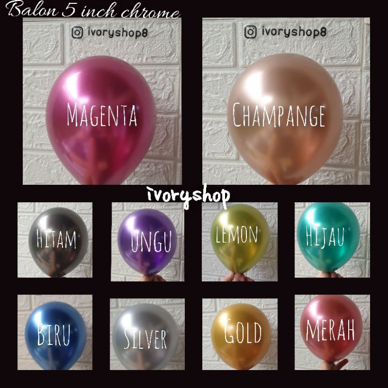 Balon 5 inch chrome metalik / balon latex 5&quot; krom Shopee Indonesia