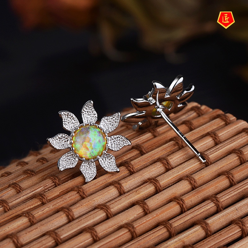 [Ready Stock]New Creative Sunflower Opal Earrings