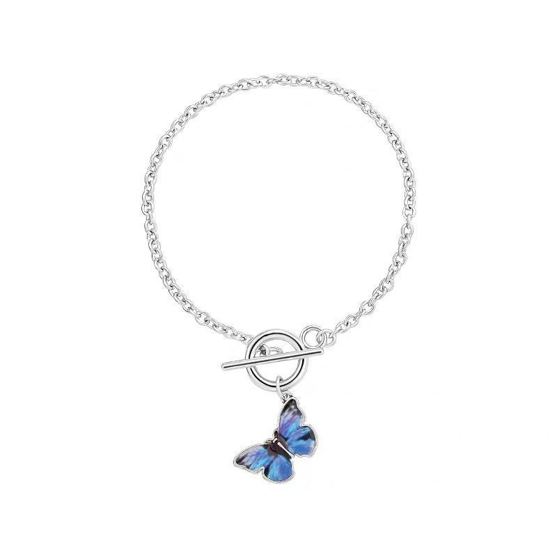 Light Blue Butterfly Bracelet element Bracelet boudoir lovers Bracelet Mori small clear Necklace Korean Japanese Necklace