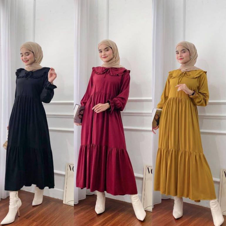 Gamis Midi Dress Gamis Lebaran Terbaru Jumbo Gamis Kerah