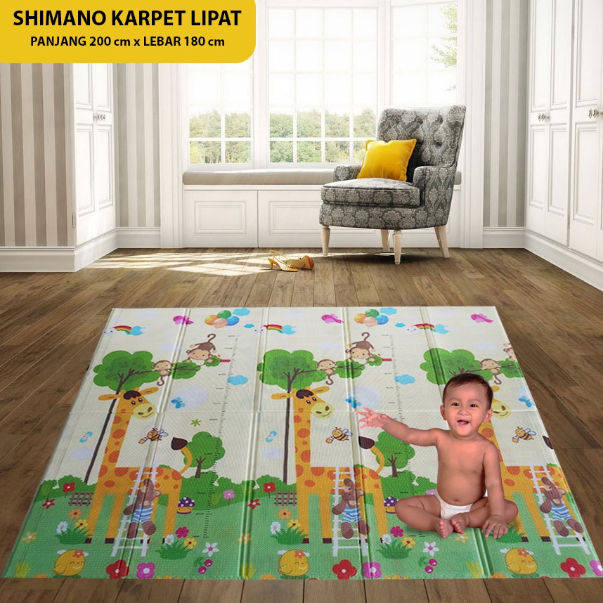 SHIMANO Matras Karpet Tikar Foam Playmat Lipat Bayi Motif Anak Printing Tebal 200cm x 180cm