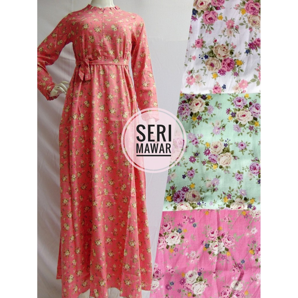 Gamis Katun Jepang Ori Kiky Motif MAWAR  Shopee Indonesia