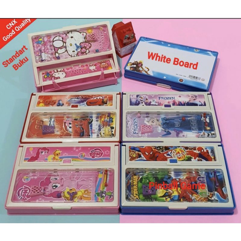 kotak pensil ada GAME PINBALL + DUDUKAN BUKU untuk MEMBACA/PENSIL CASE PLASTIK-1