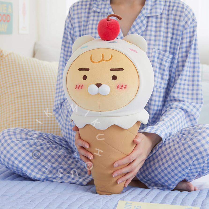 RYAN Cool Ice Cream Cone Pillow KAKAO FRIENDS KOREA OFFICIAL DOLL BONEKA MERCH CUSHION SUMMER