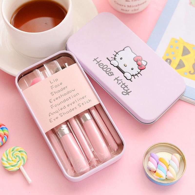 KUAS MAKE UP 7 IN 1 HELLO KITTY / MAKE UP TOOLS / BRUSH / SET KUAS MAKE UP | FADHILAH SHOP BJB