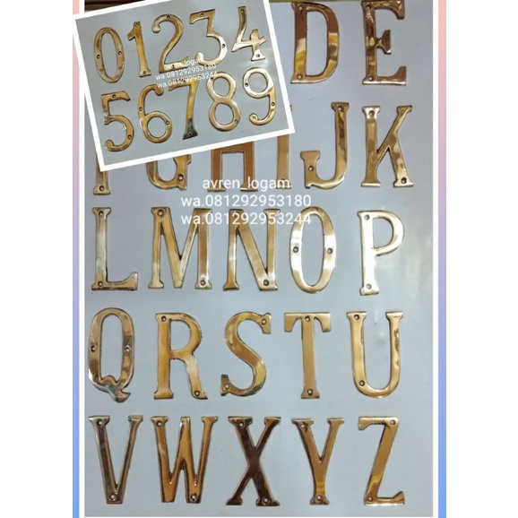 COD angka/huruf bahan kuningan diameter 9cm.