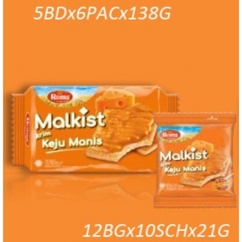 

ROMA MALKIST KEJU MANIS 138 GRAM PER PACK RENCENGAN ISI 10 PCS X 21 GRAM