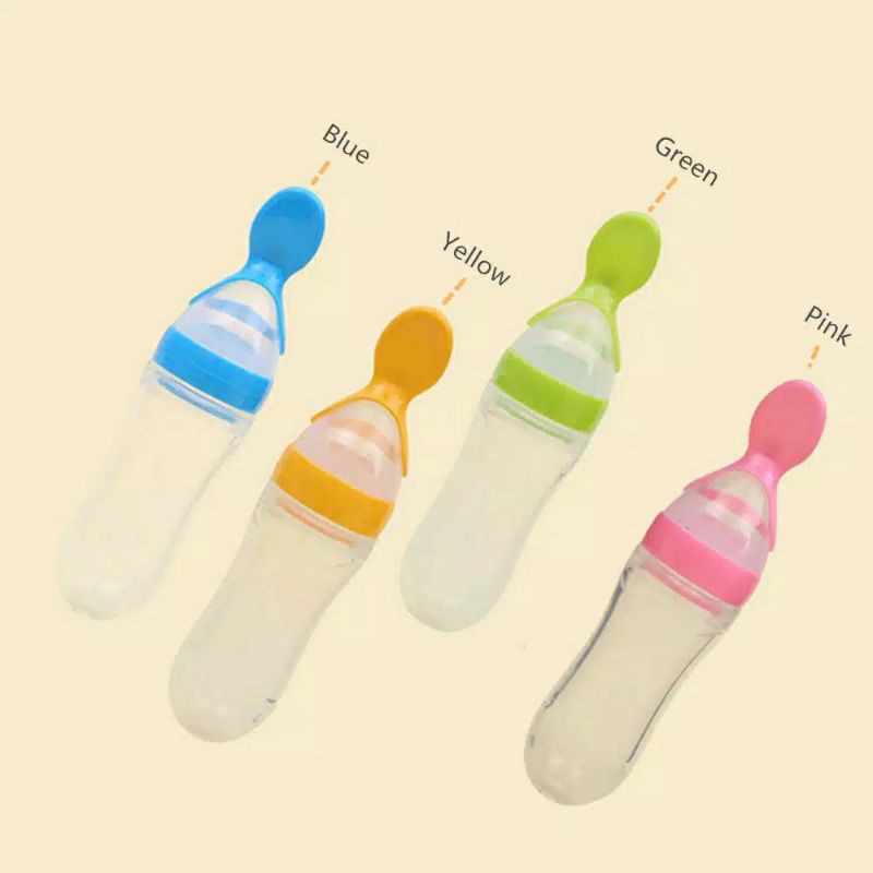 Botol Dot Silicone Sendok Makan Bayi BPA FREE 90ml | FOOD FEEDER CEREAL Botol Sendok Silikon Bayi