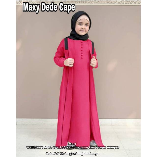 Gamis cape anak muslim wanita pengajian lebaran rompi nempel pesantren