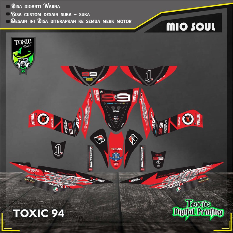 Sticker Decal YAMAHA MIO SPORTY ENEOS MERAH HITAM