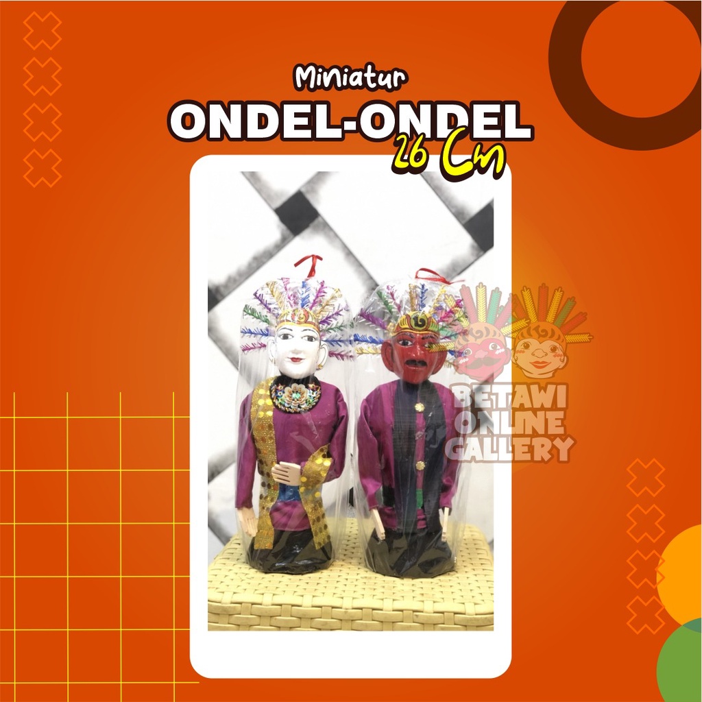 Miniatur Ondel-Ondel Mini 27cm [ Sepasang]