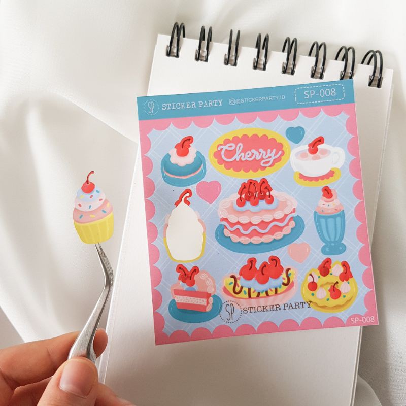 

[Sticker Party] Stiker Cherry Cake And Sweets Sticker KISS CUT DIY Jurnal Polaroid Deco (SP008)