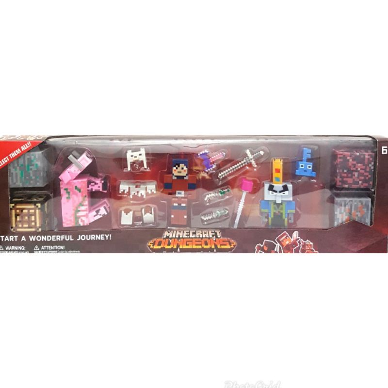 Mainan Figure Minecraft Dungeos Set 4 karakter Miniatur hiasan Topper