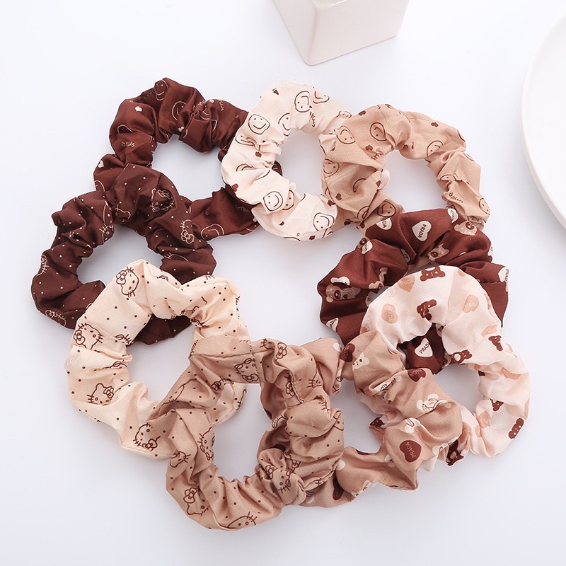 K213 Ikat Rambut Ponytail Elastis Warna-Warni Gaya Korea Wanita Scrunchie / Cepol Rambut Aksesoris Rambut