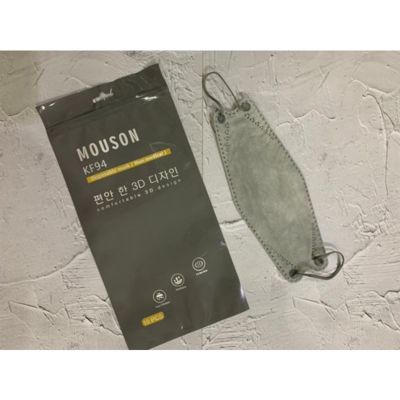 Mouson KF94 Grey | Masker KF94 Abu-abu | Masker Korea isi 10 per pack | Mouson KF94 isi 10