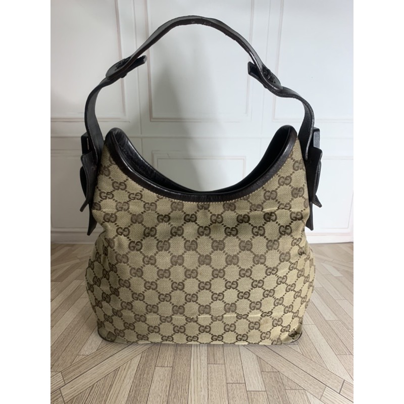 Gucci GG Monogram Hobo Brown Vintage Authentic Preloved Bag