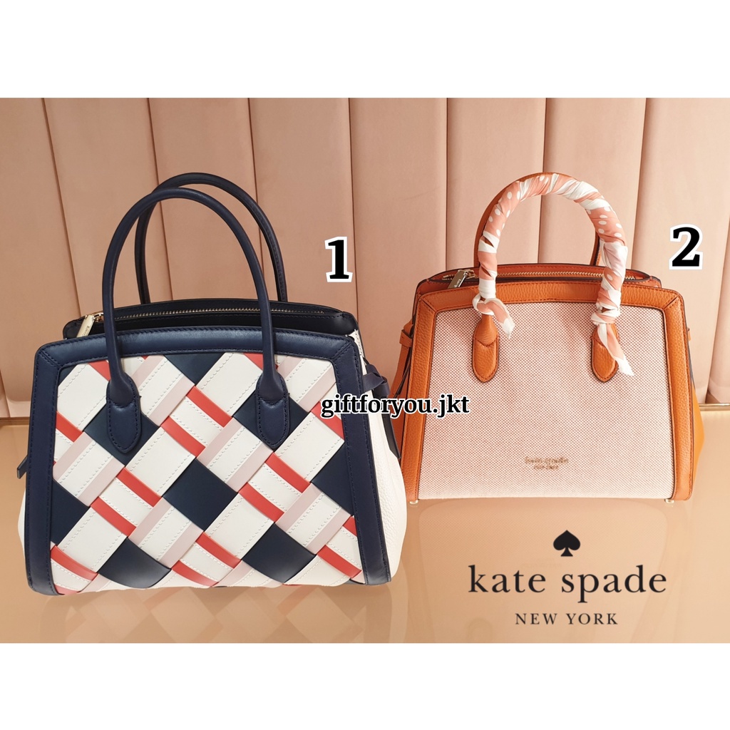 Tas Kate Spade Handbag Knott Woven / Canvas Medium Satchel Woman Bag Tas Wanita