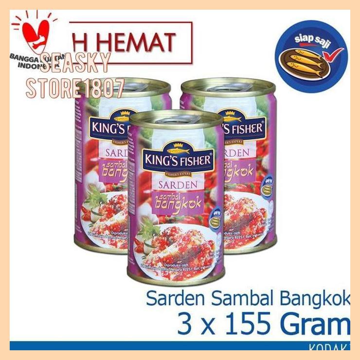 

[ PAKET 3 PCS KING'S FISHER SARDEN KALENG MINI RASA SAUS BANGKOK 155G]