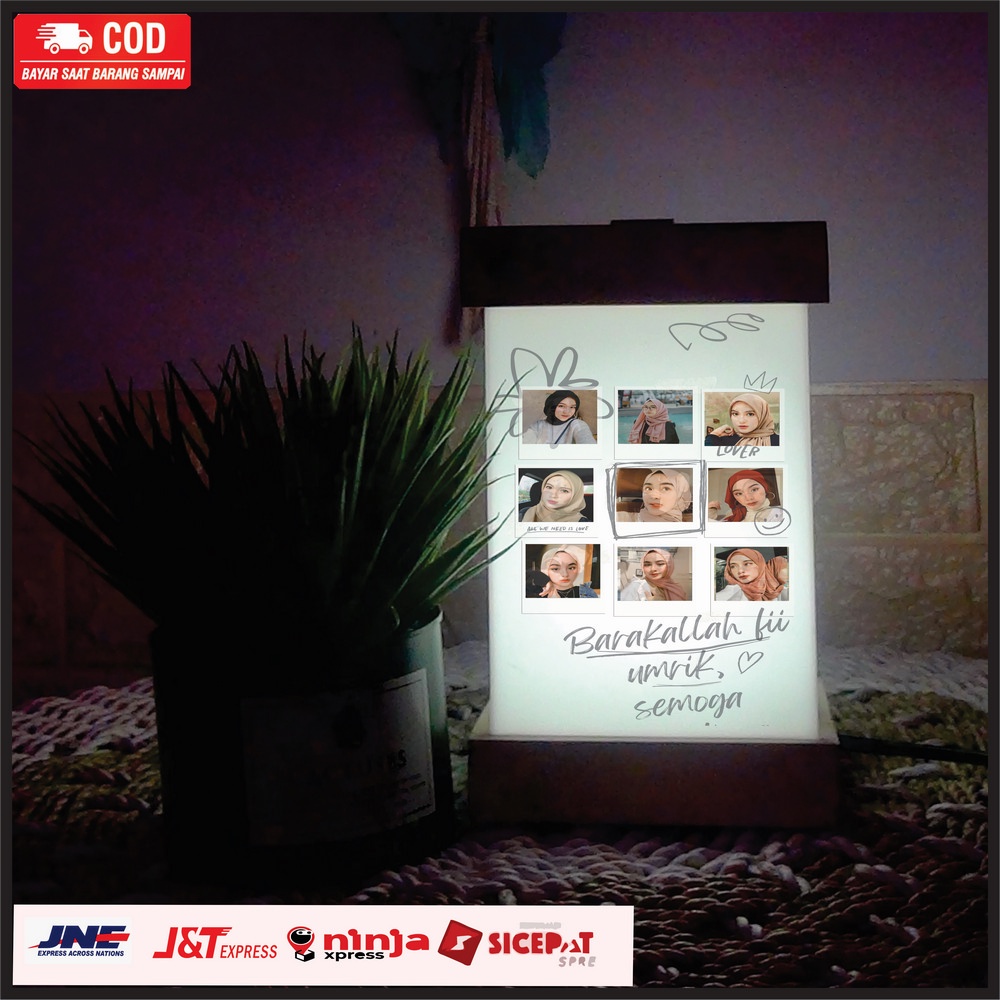 (COD BAYAR DITEMPAT) Lampu Hias Kolase Custom Foto Kado Pernikahan Graduation Happy Wedding happy bi