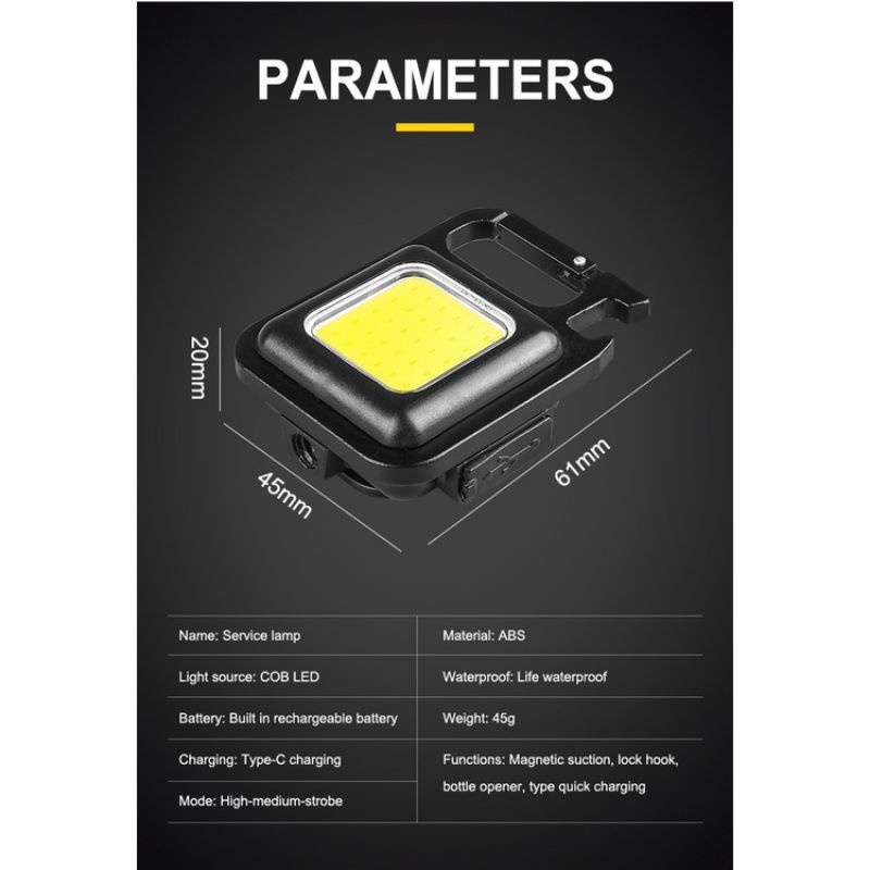 LAMPU LED GANTUNGAN KUNCI MULTIFUNGSI / LAMPU CAMPING CAS USB RECHARGEABLE / LED EMERGENCY OUTDOOR / CAMPING / MEMANCING