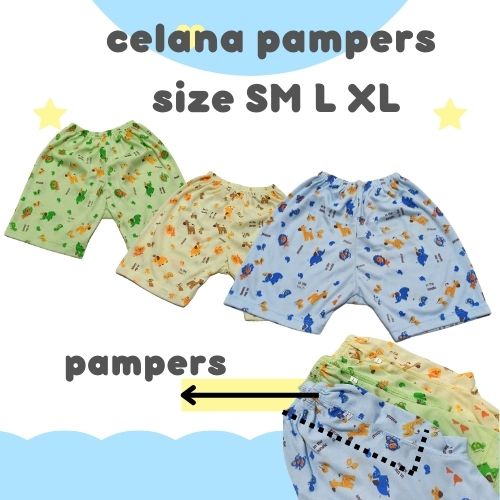 3 pcs Celana Bayi Pendek Pampers / Celana Bayi Diapers