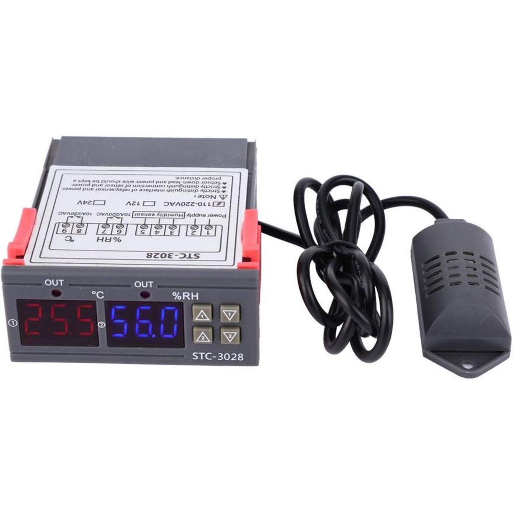 STC3028 Digital Dual LED Temperature Humidity Controller Thermostat Termostat Sensor Suhu Kelembaban STC-3028