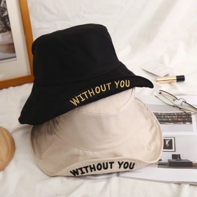 Topi Bucket Bolak Balik Bordir WithOut You / Bucket Hat WithOut You