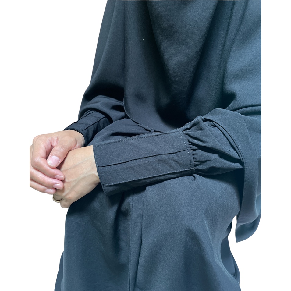 Haura Hijab Syari Gamis Setelan Khimar dan Cadar Meena Set Bahan Woolpeach Lux Size S - XXL-2