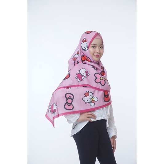 PASHMINA MOTIF HELLOKITTY / PASHMINA ANAK / HIJAB ANAK / JILBAB ANAK / KERUDUNG ANAK