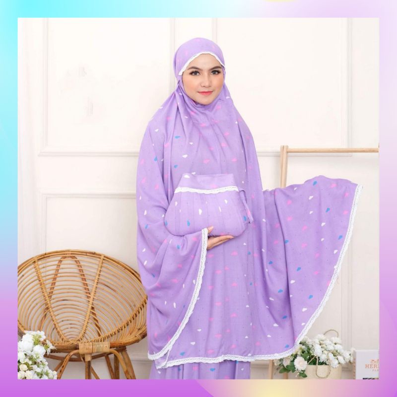 Mukena Dewasa Lilac Putih / Mukenah Terbaru Rayon Adem Travelling